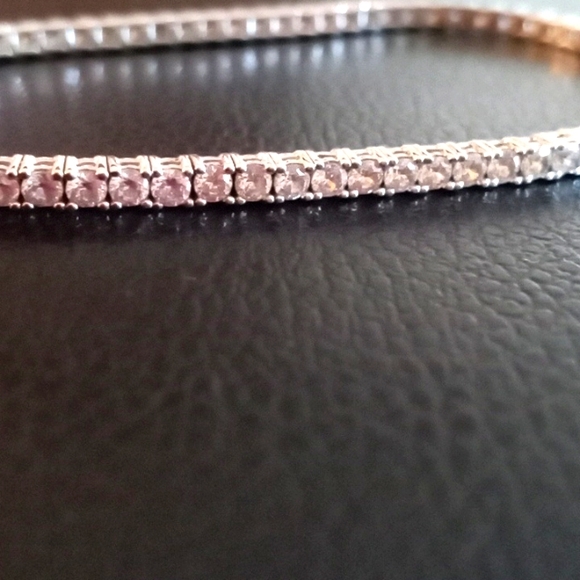 CZ .925 STERLING SILVER TENNIS BRACELET - Picture 3 of 6